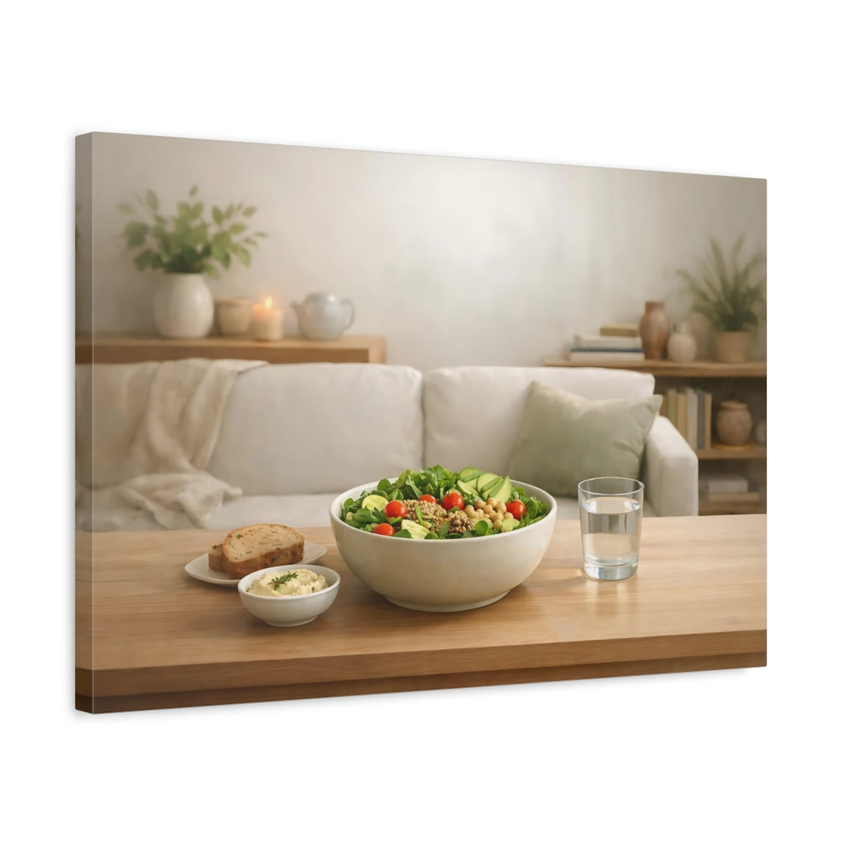 Soft Matte Eat Well Healthy Salad Nature - Canvas Wall Art Print