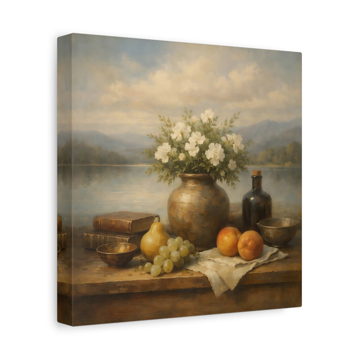 Side Mockup 9. Nature Floral Still Life Vintage Floral Still Life shown as stretched canvas wall art