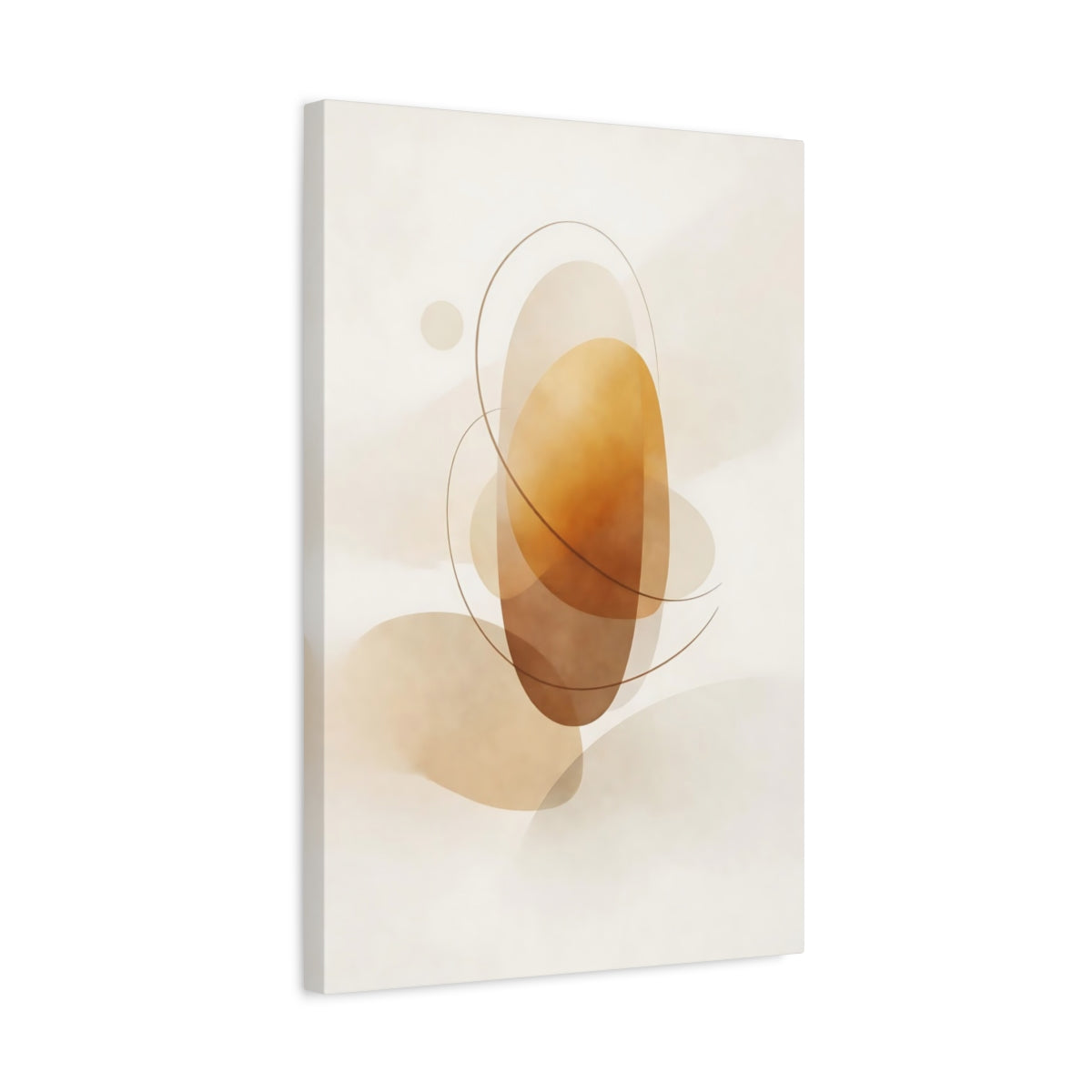 Side Mockup 3. Abstract Abstract Forms Brown And Beige Abstract shown as stretched canvas wall art