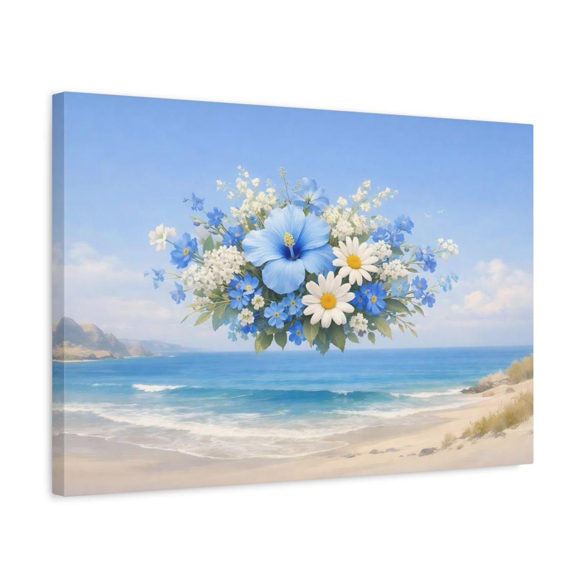 Floral Beach Blue Bouquet - Canvas Wall Art Print