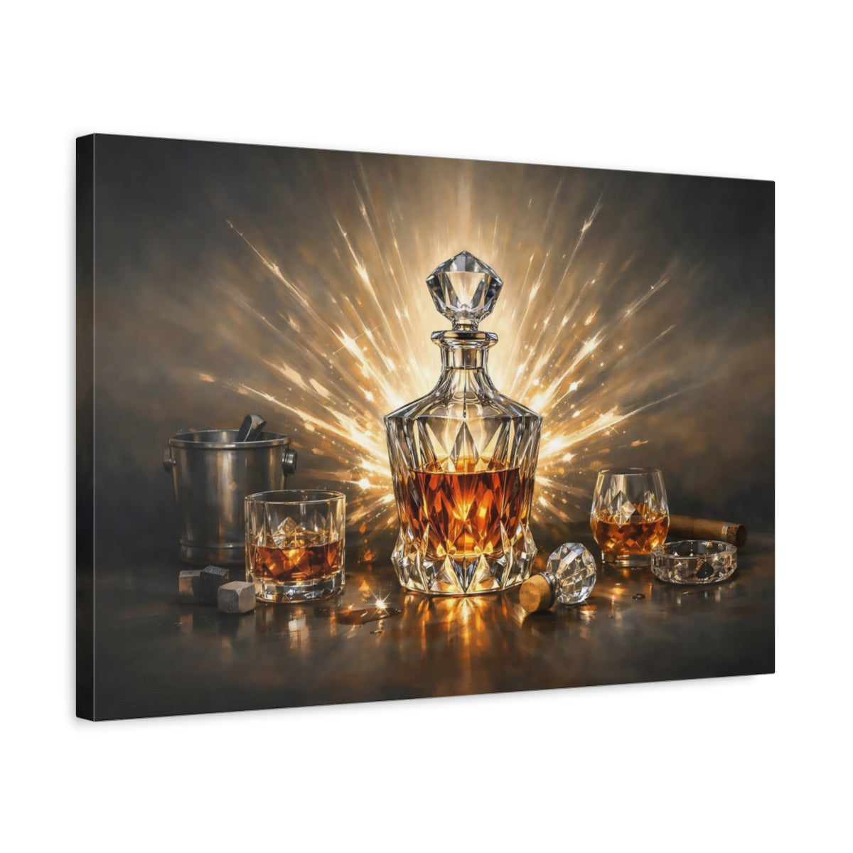 Carafe à whisky vintage or - Impression sur toile
