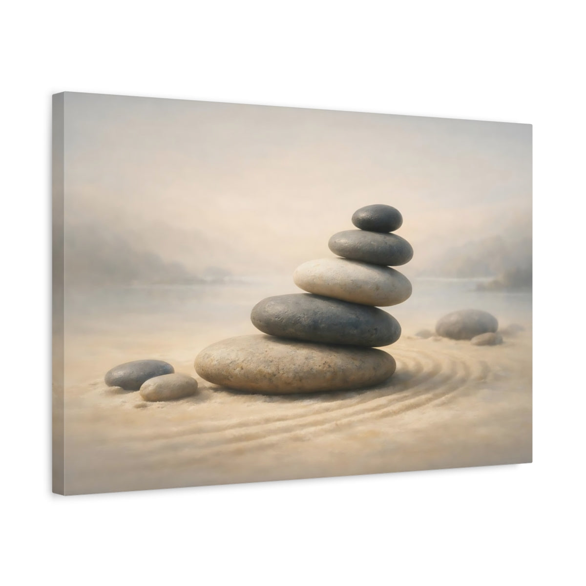 Vintage Zen Stones Stacked Nature - Canvas Wall Art Print