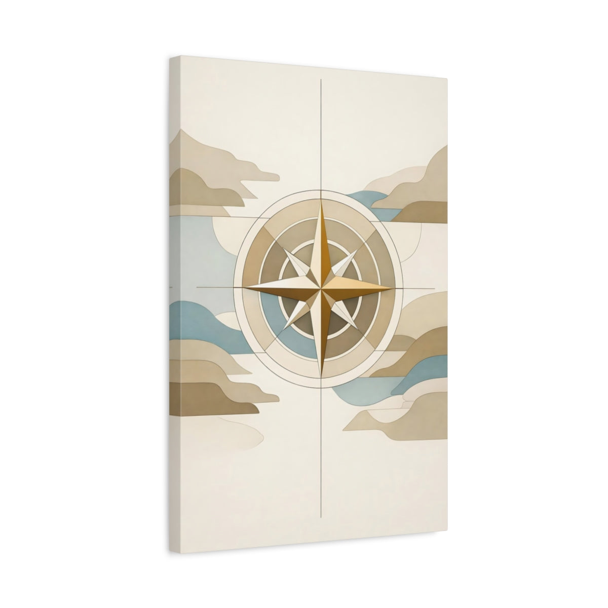 Maps Compass Neutral Rose - Canvas Wall Art Print