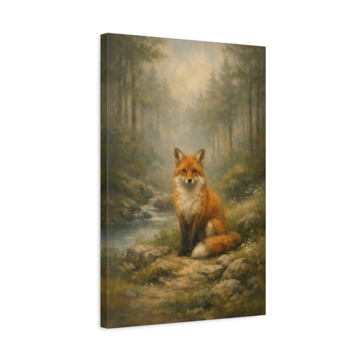 Side Mockup 3. Animals Fox Orange Fox shown as stretched canvas wall art