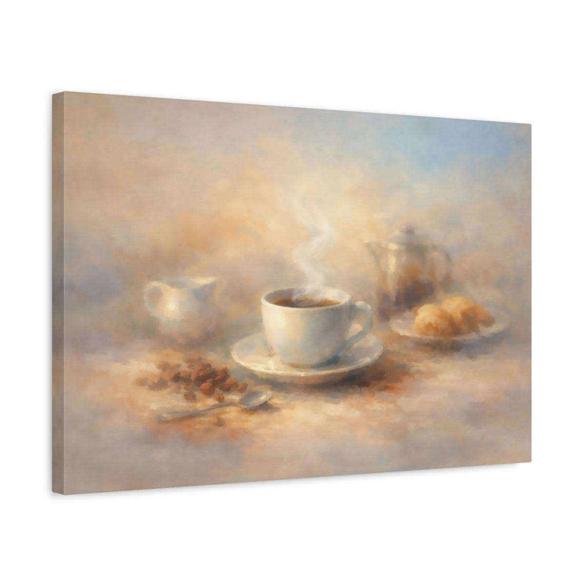 Vintage Coffee Cup Warm Scene - Canvas Wall Art Print