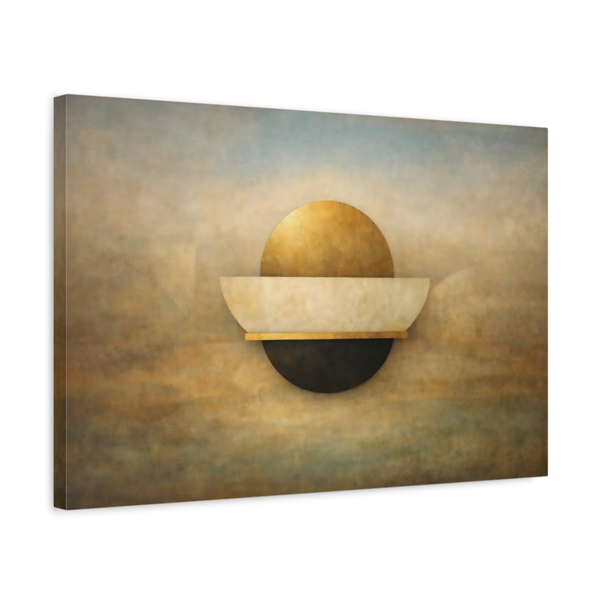 Abstract Geometric Shapes Gold And Black - Canvas Wall Art Print