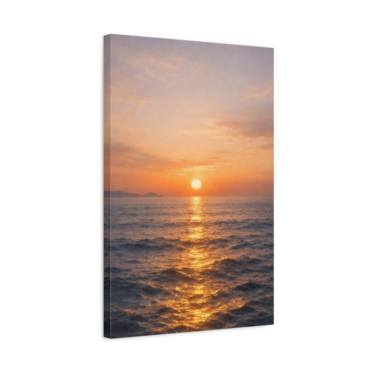 Side Mockup 3. Nature Ocean Sunset Golden Sunset Ocean shown as stretched canvas wall art