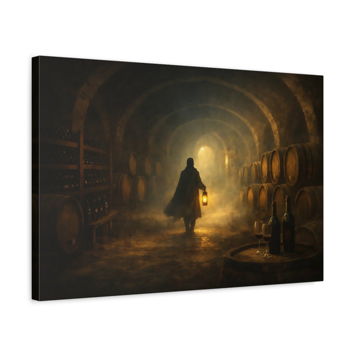 Mist Depth Wine Cellar Vintage - Canvas Wall Art Print