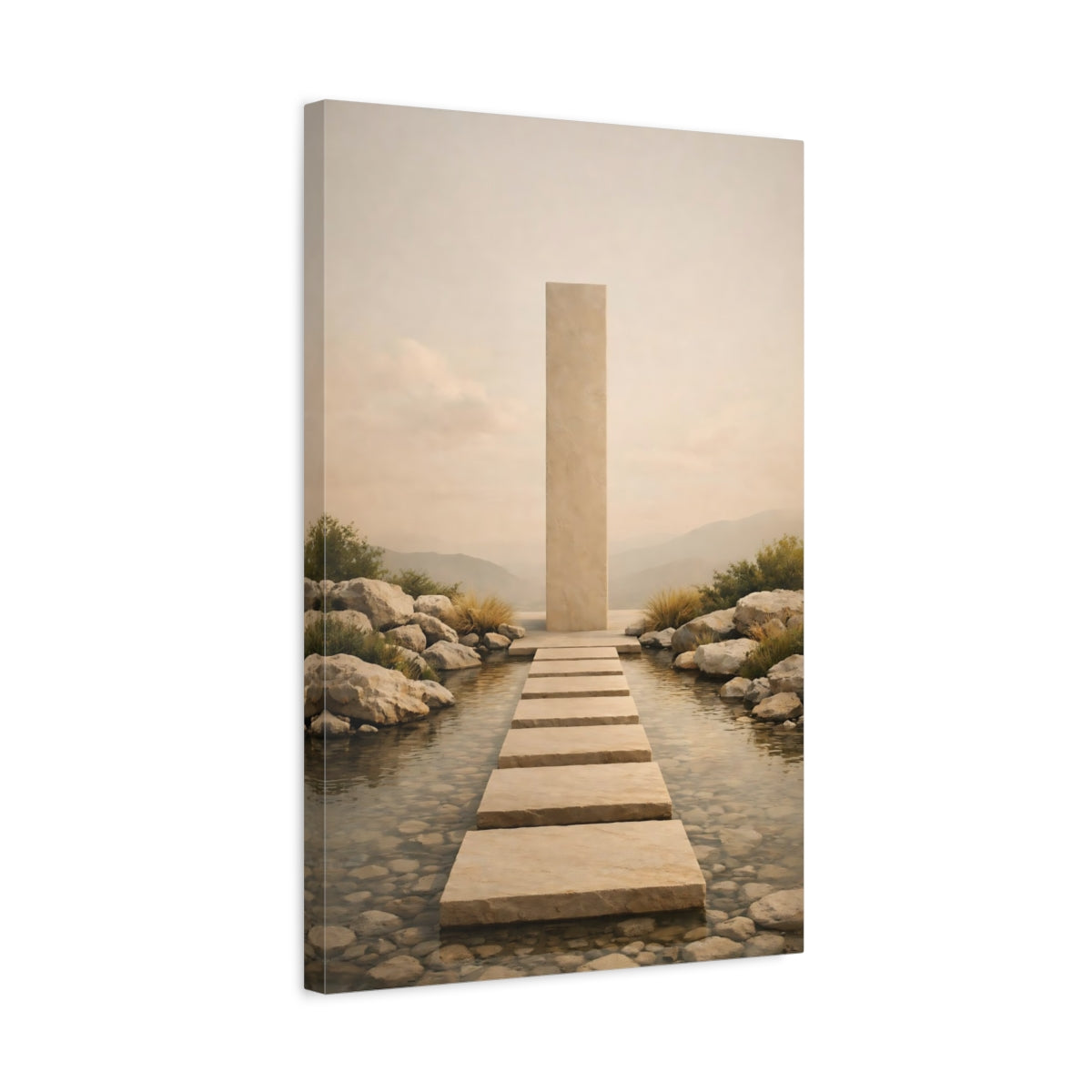 Nature Stone Path Beige Landscape - Canvas Wall Art Print