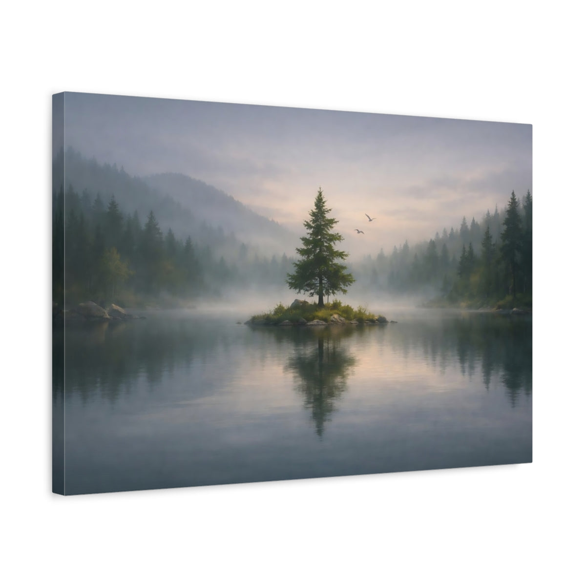 Nature, Arbre, Lac, Forêt Sombre et Morose - Impression sur Toile