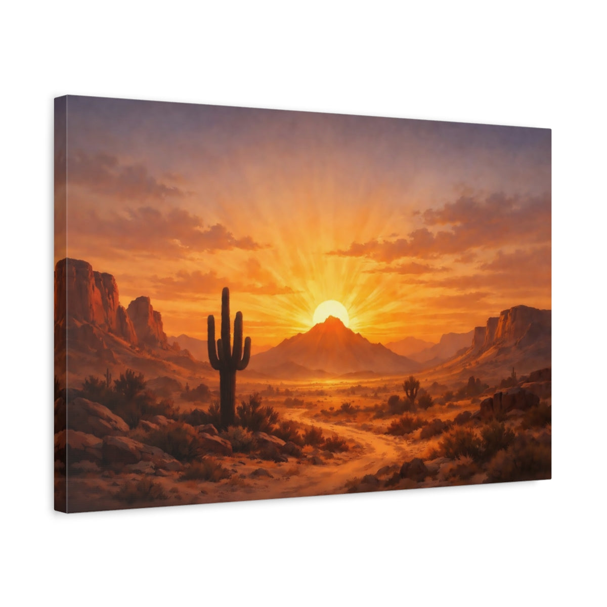 Vintage Desert Sunset Nature - Canvas Wall Art Print