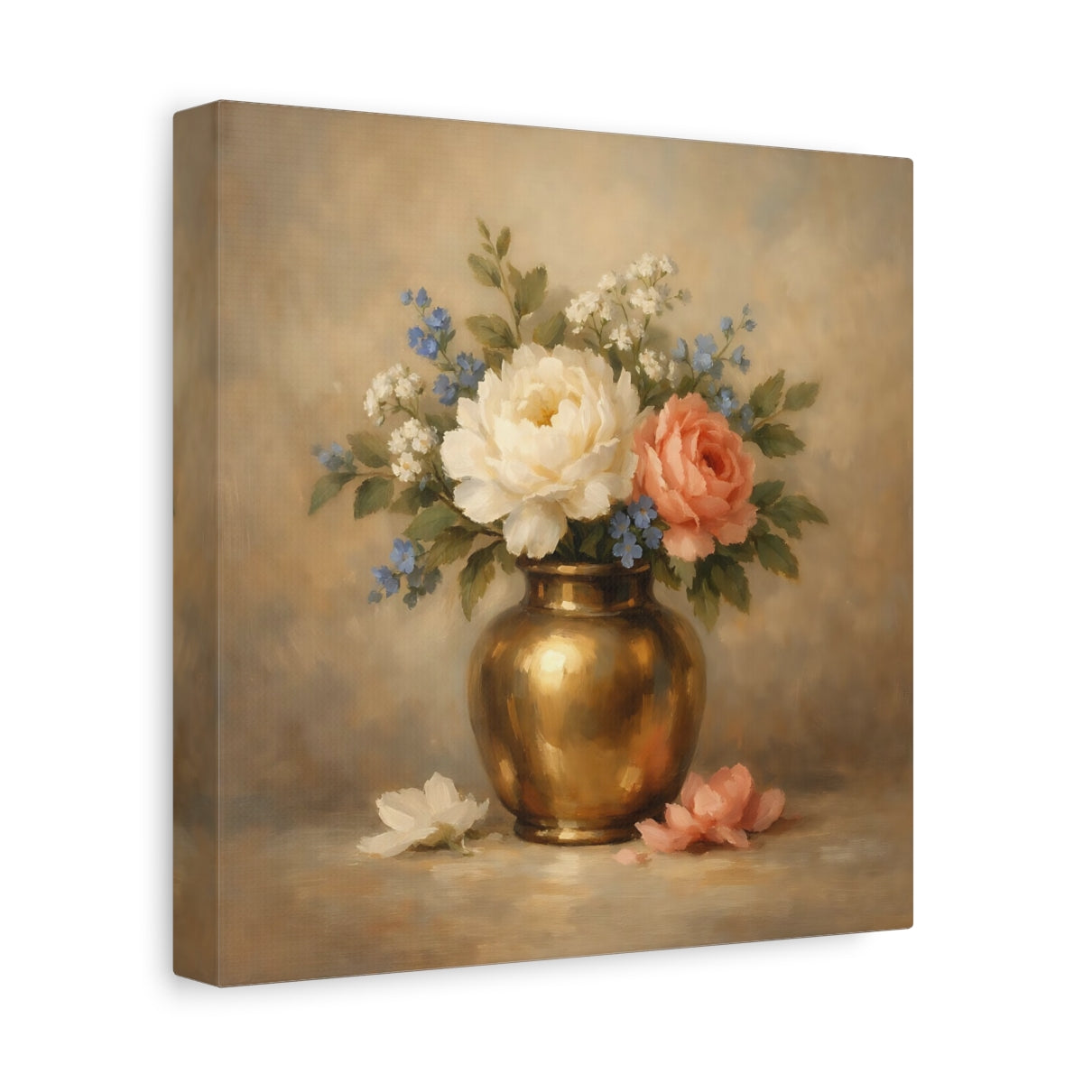 Side Mockup 9. Floral Floral Bouquet Vintage Floral shown as stretched canvas wall art