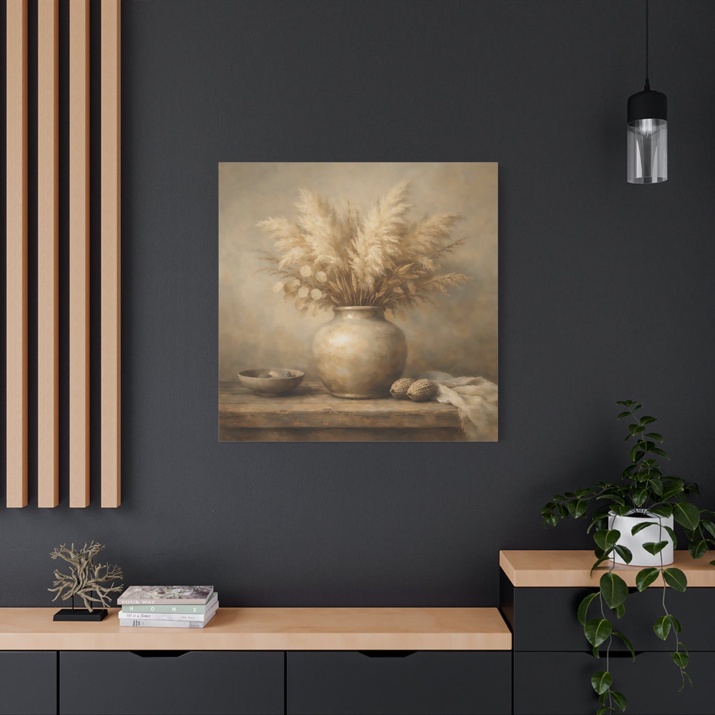 Nature Pampas Grass Brown And Beige - Canvas Wall Art Print