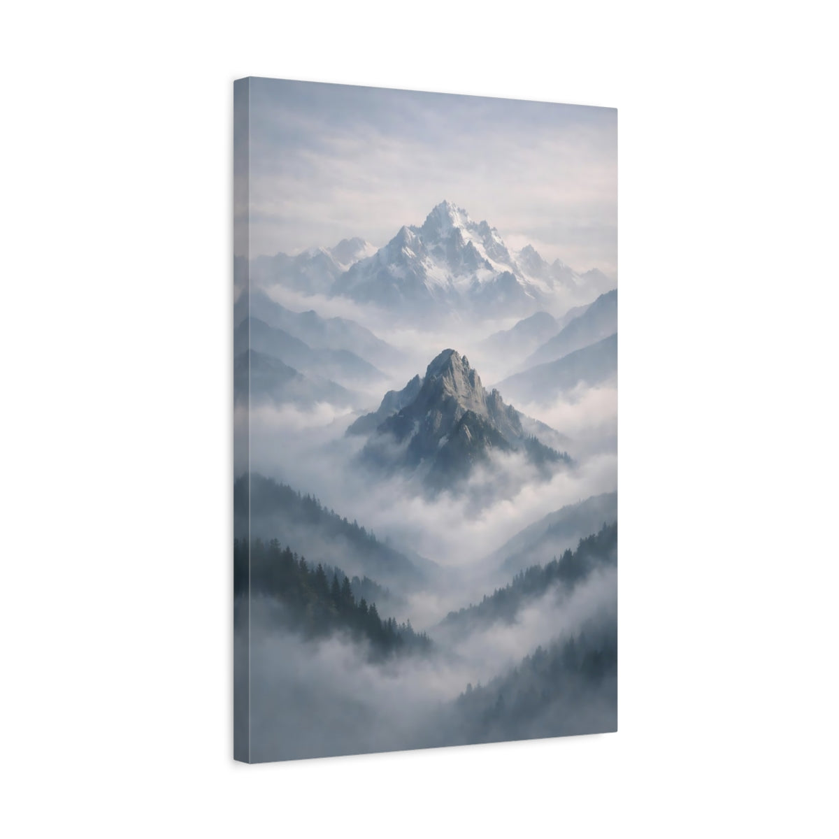 Nature Mountains Misty Landscape - Canvas Wall Art Print