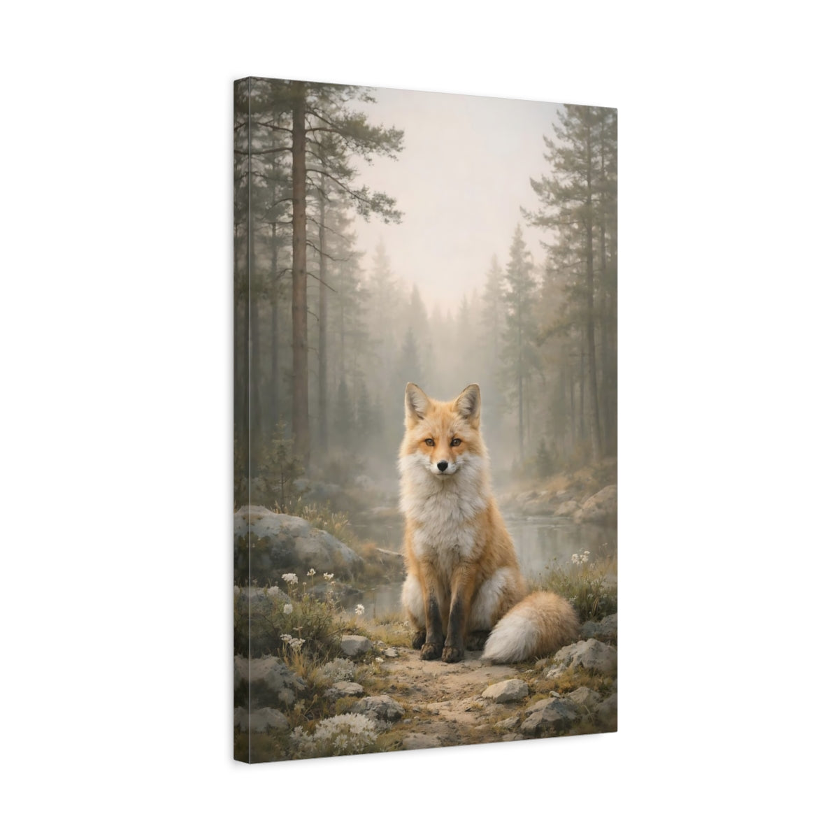 Side Mockup 3. Animals Fox Orange Fox shown as stretched canvas wall art