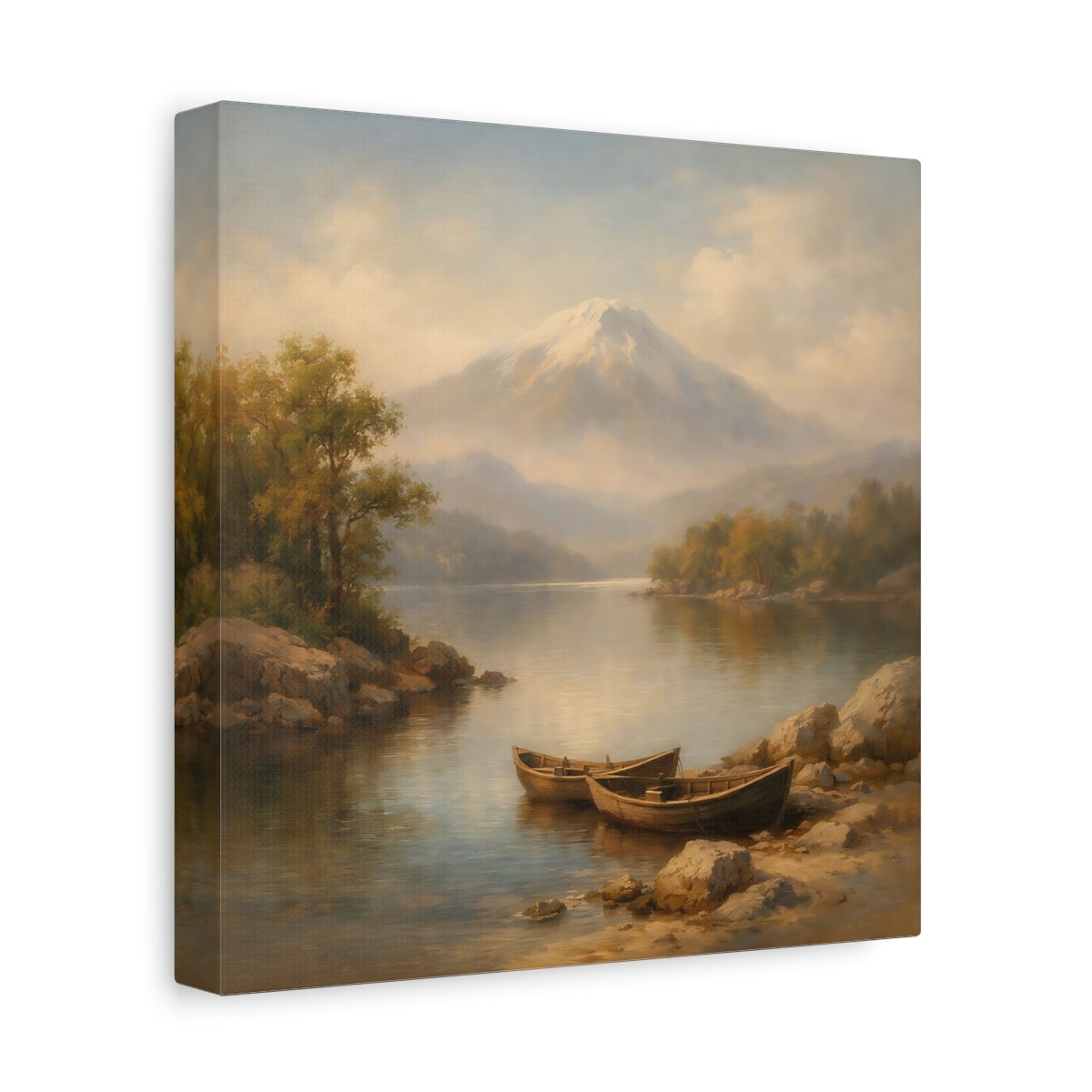 Side Mockup 9. Nature Lake Mountain Mountain Lake Landscape shown as stretched canvas wall art