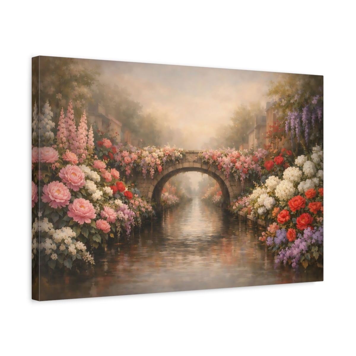 Floral Canal Street Bridge - Canvas Wall Art Print