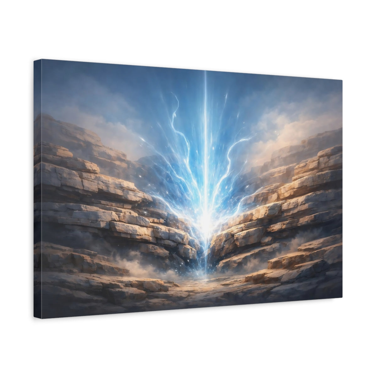 Science Fiction Stone Layers Energy Beam - Canvas Wall Art Print