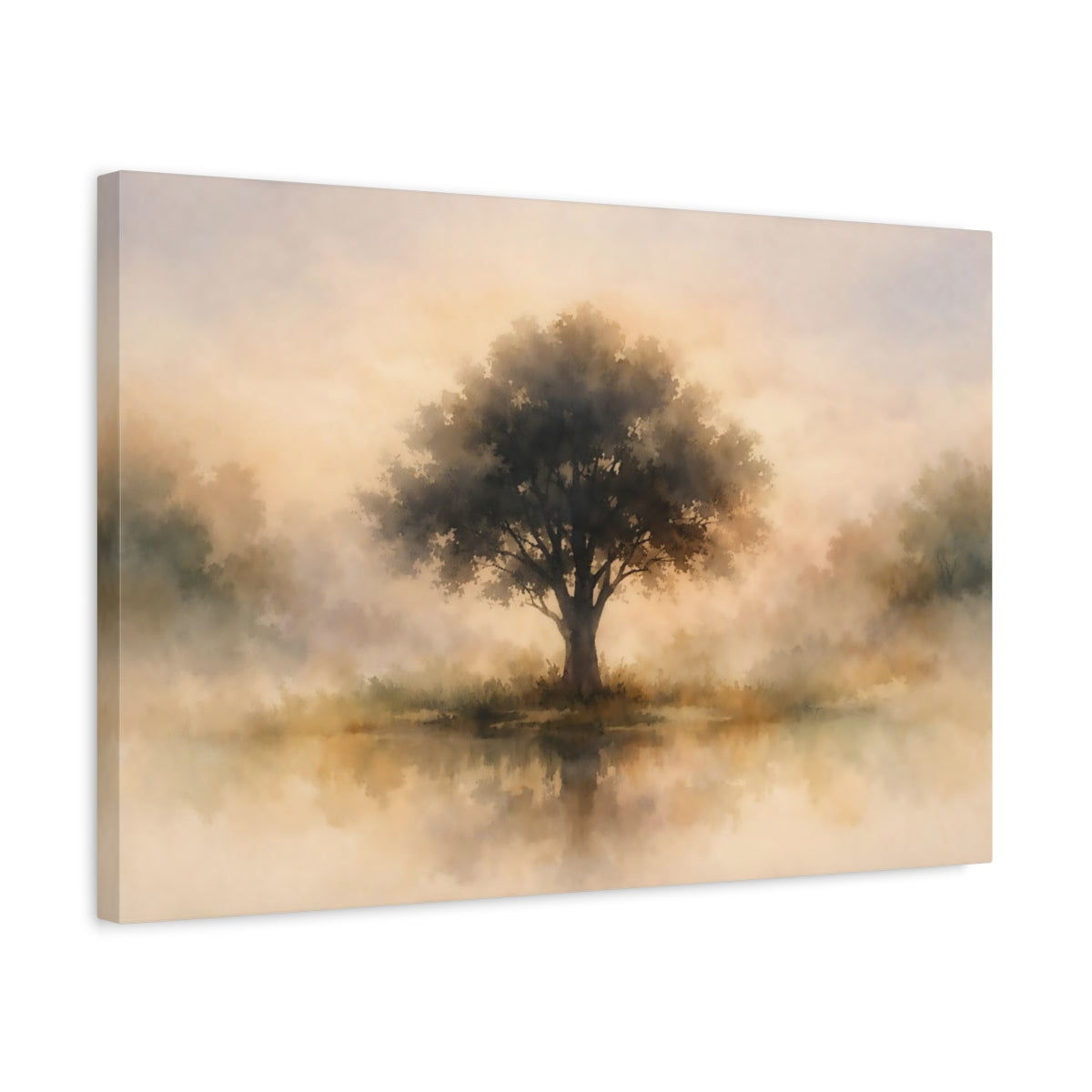 Watercolor Tree Silhouette Nature - Canvas Wall Art Print