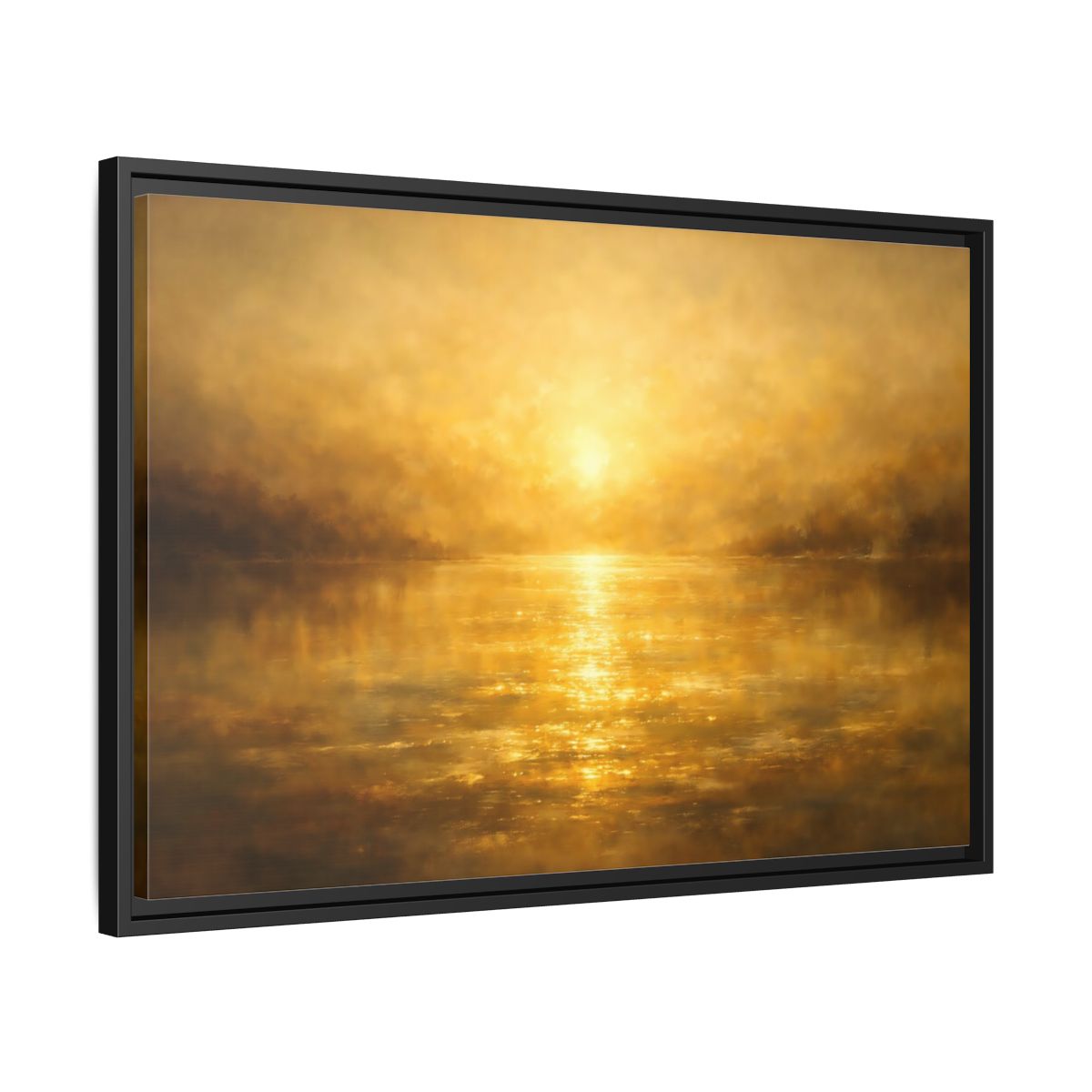 Side Mockup 4. Vintage Golden Water shown as stretched canvas wall art
