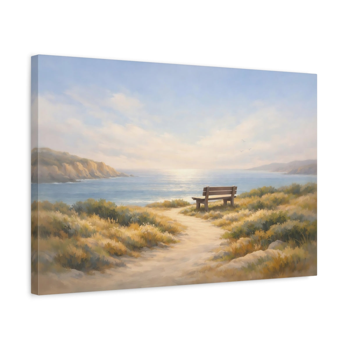 Contemporary Coastal Path Ocean View Nature - Canvas Wall Art Print