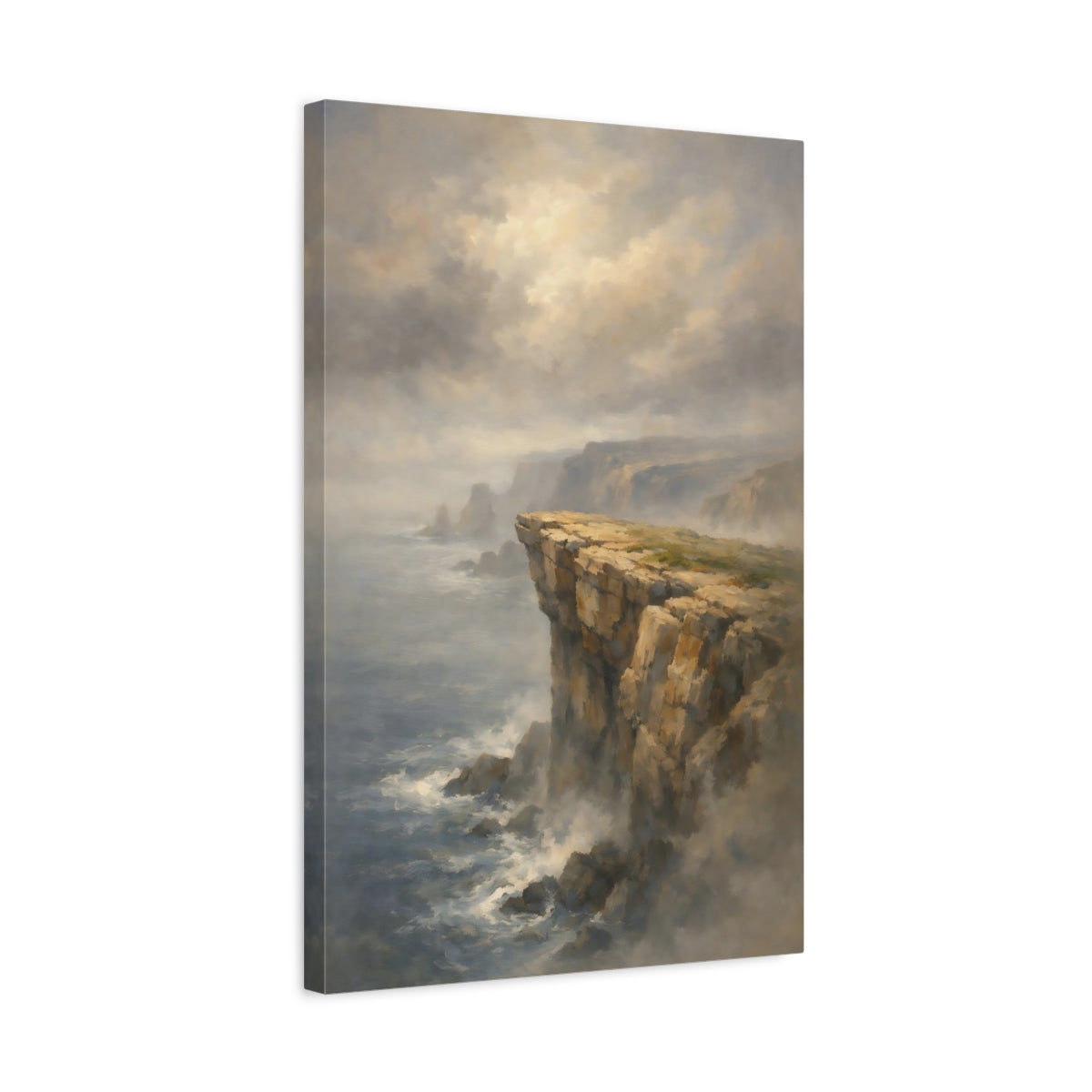 Side Mockup 3. Nature Coastal Cliffs Coastal Cliff Landscape shown as stretched canvas wall art