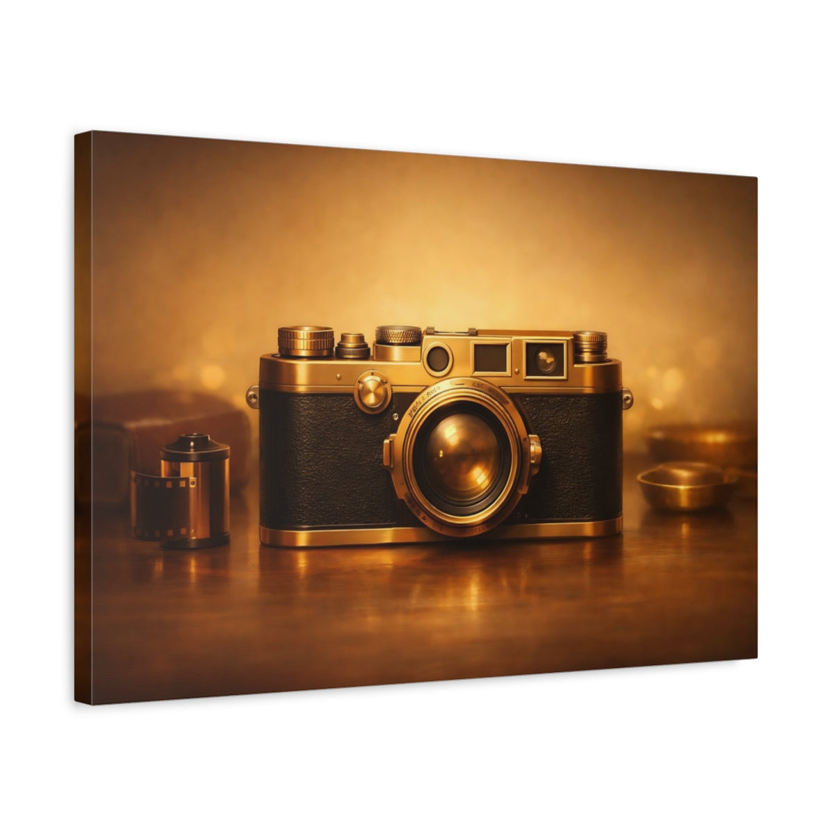 Golden Glow Vintage Camera - Canvas Wall Art Print
