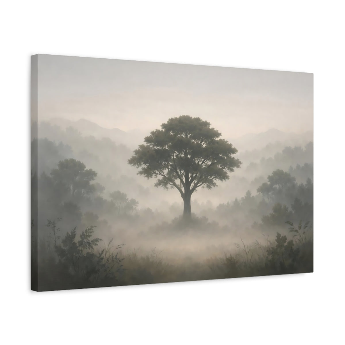 Mist Depth Neutral Botanicals Tree Nature - Canvas Wall Art Print
