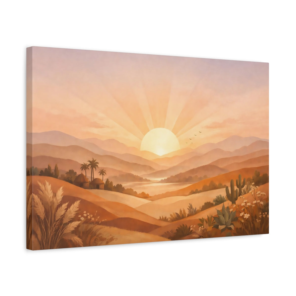 Boho Sunrise Hills Desert Landscape Nature - Canvas Wall Art Print