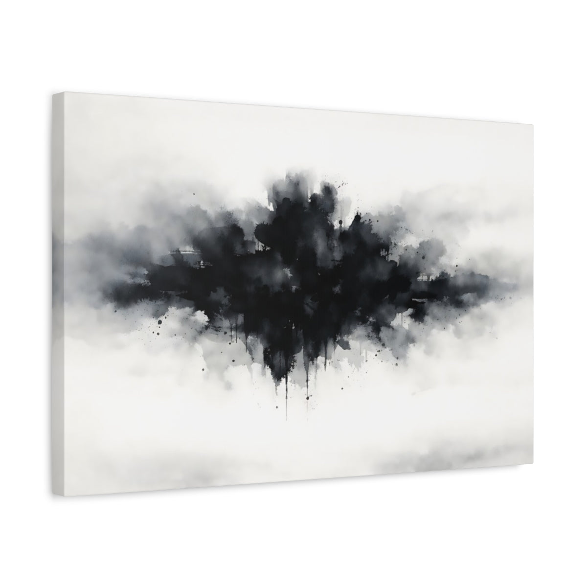 Watercolor Abstract Black Ink Splash - Canvas Wall Art Print