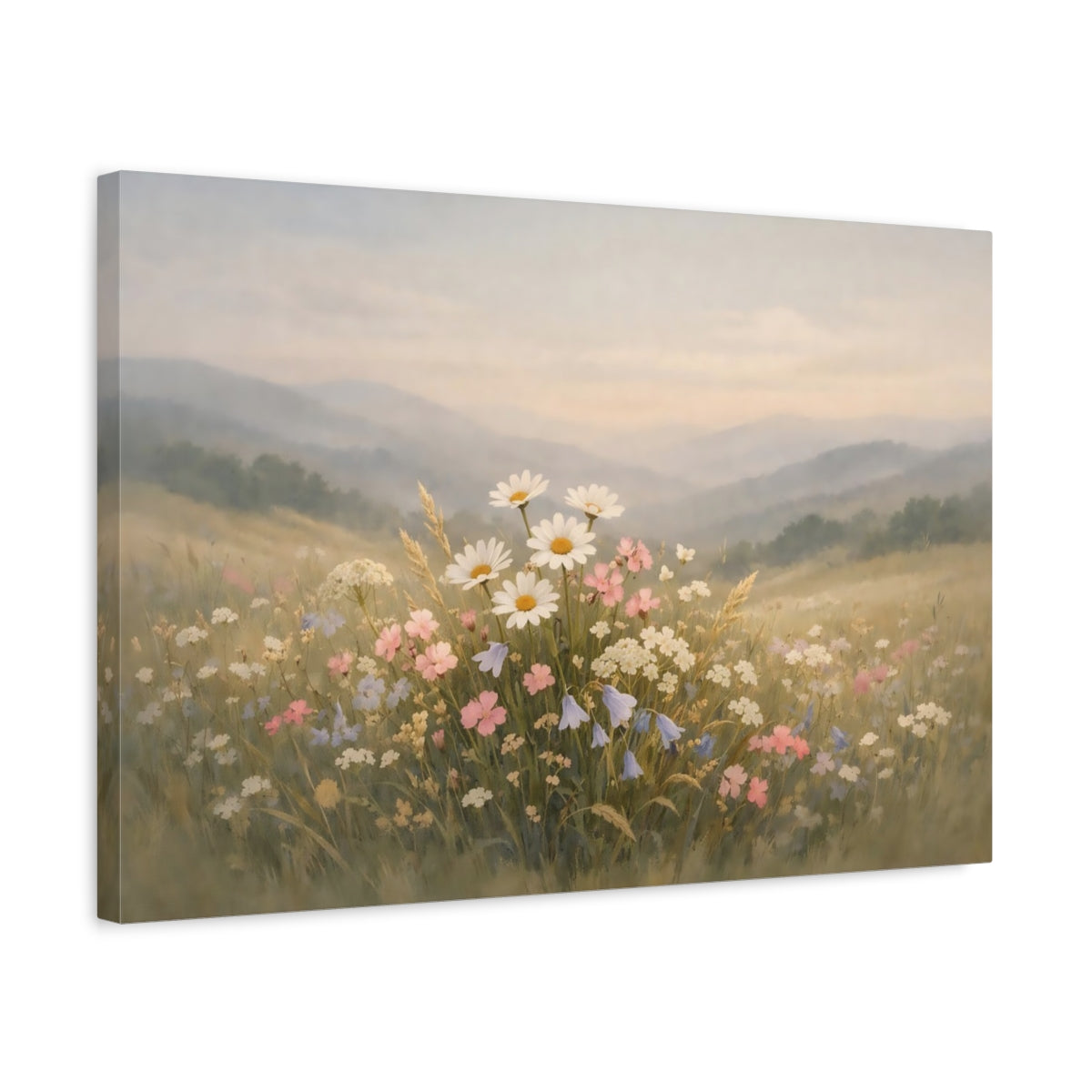 Japandi Wildflowers Hills Nature - Canvas Wall Art Print