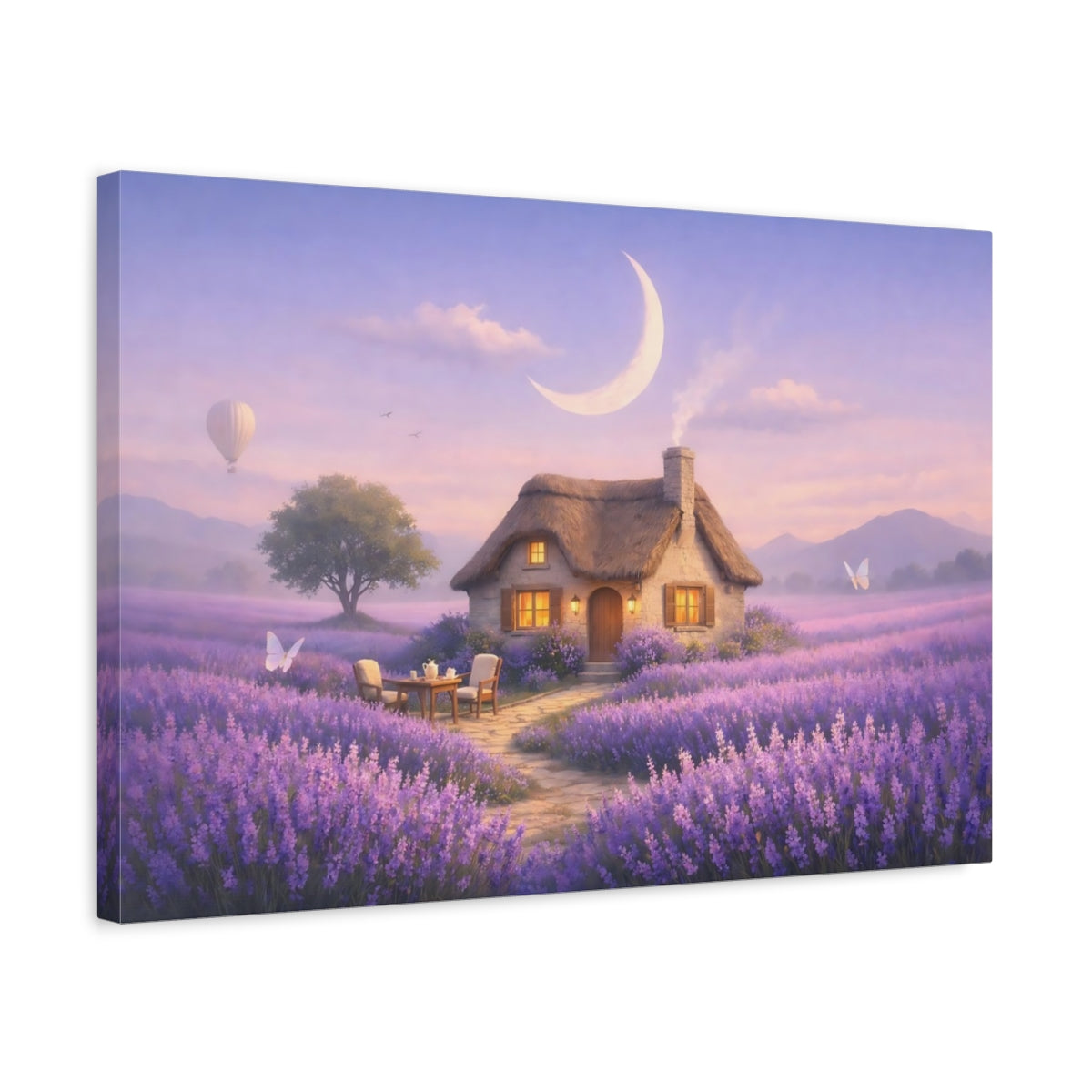 Nature Flower Lavender Cottage Fairytale - Canvas Wall Art Print