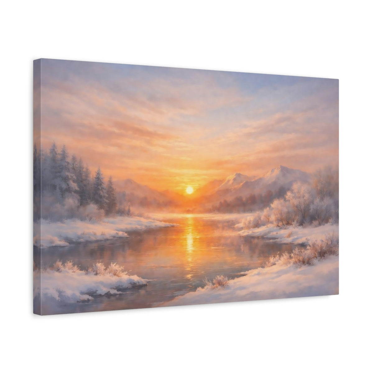 Nature Winter Landscape Golden - Canvas Wall Art Print