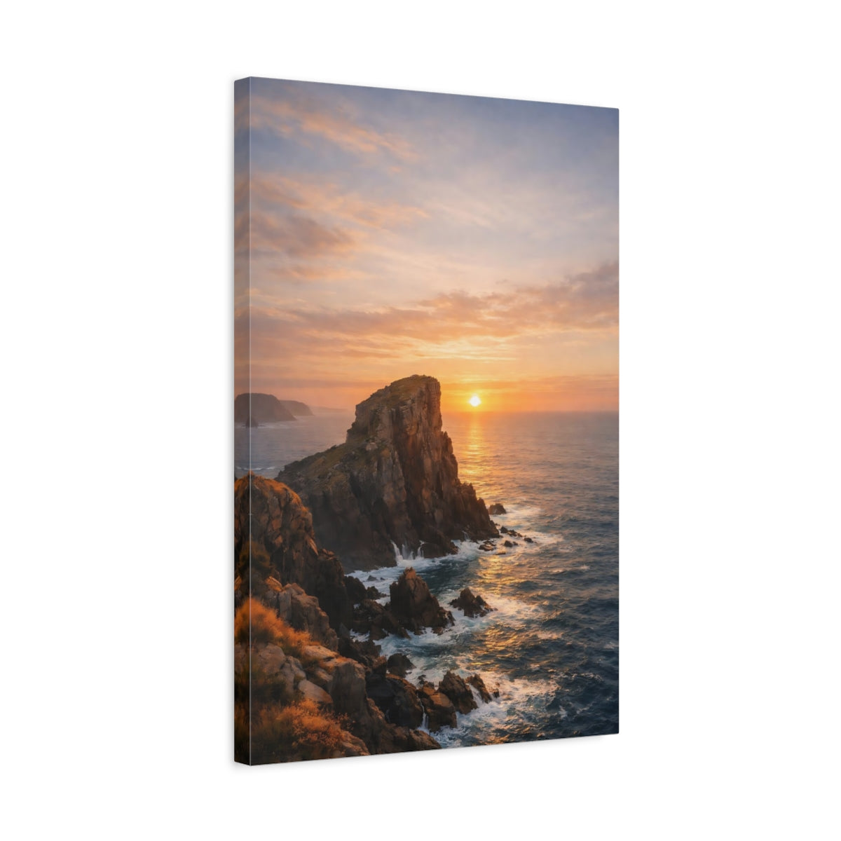 Nature Sea Cliff Coastal Sunset - Canvas Wall Art Print