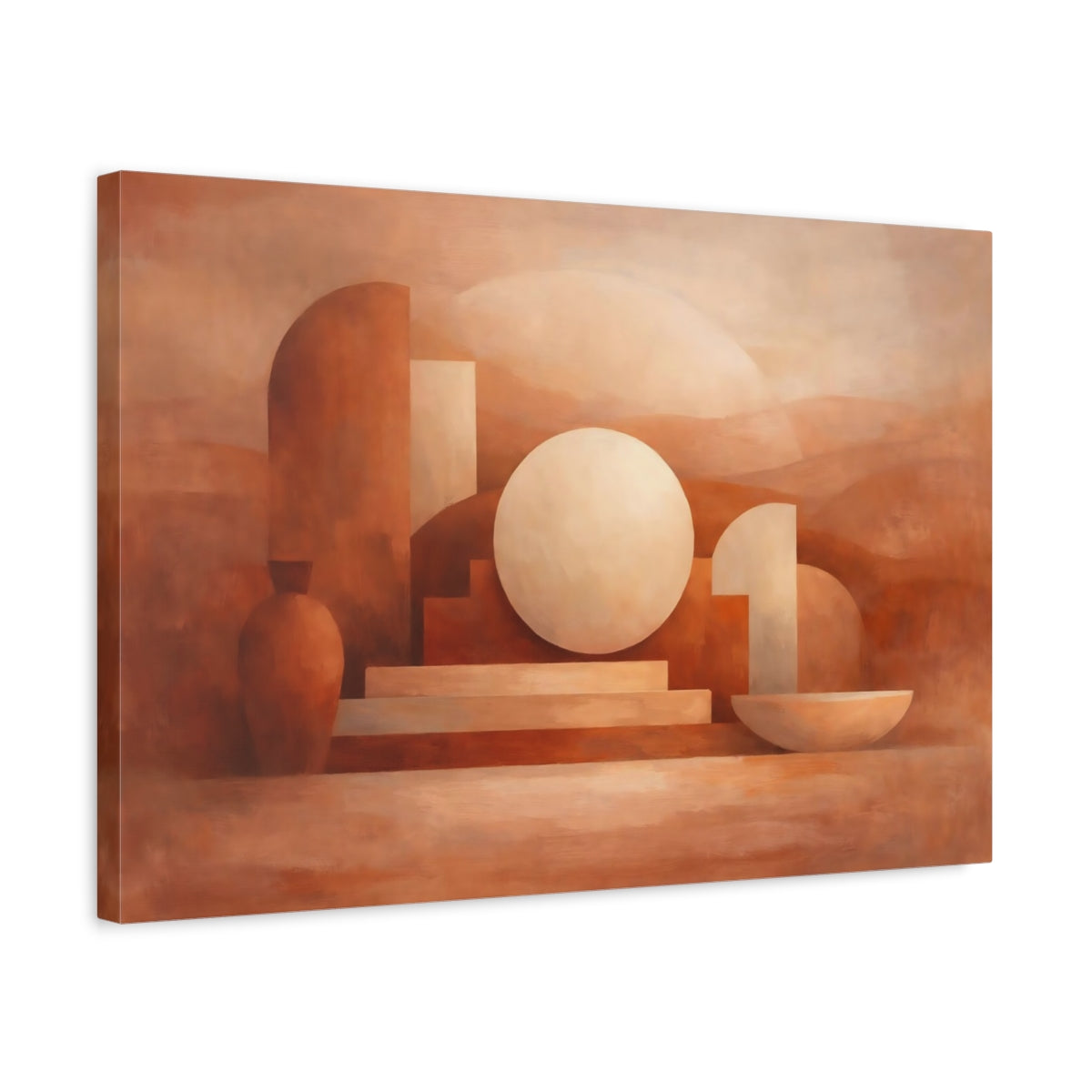 Abstract Geometric Shapes Terracotta Geometry - Canvas Wall Art Print