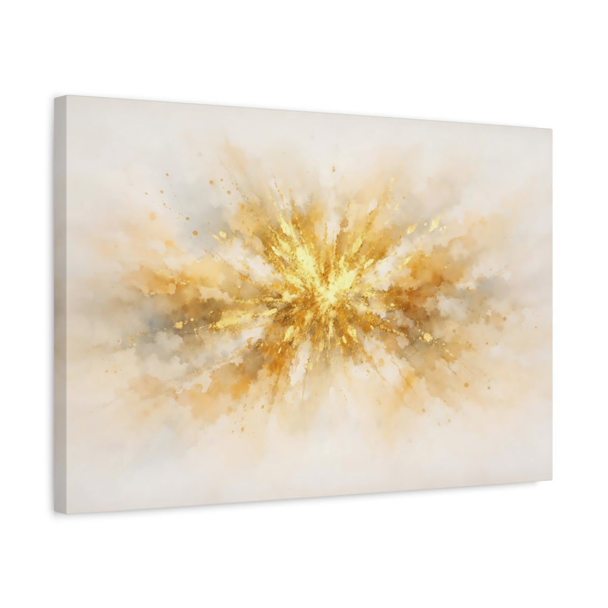 Side Mockup 3. Watercolor Gold Abstract shown as stretched canvas wall art