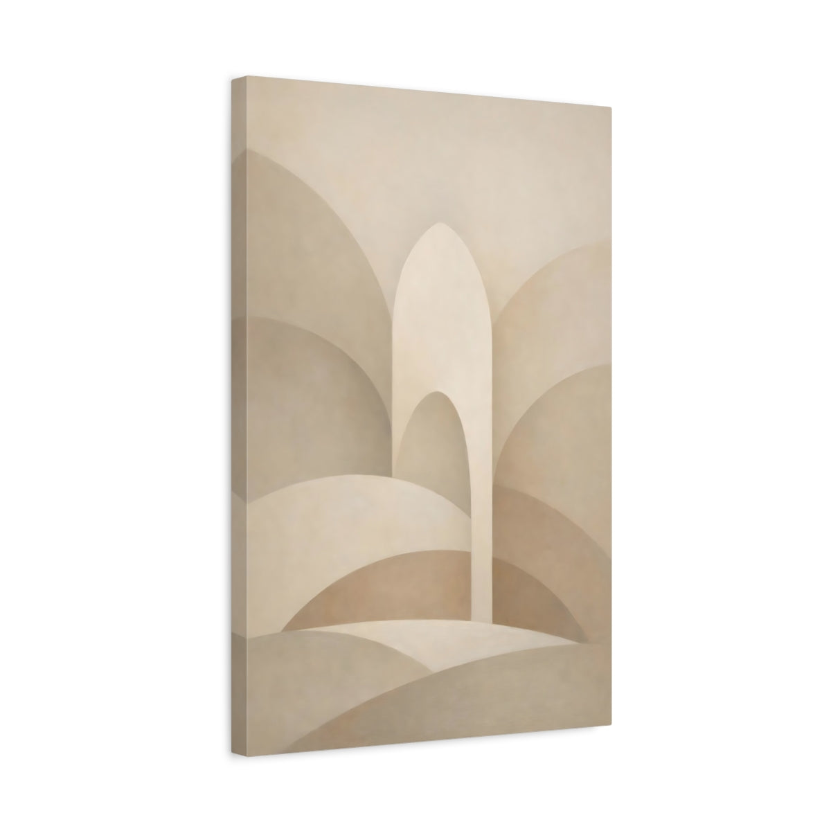 Side Mockup 3. Abstract Architectural Forms Beige Abstract Art shown as stretched canvas wall art