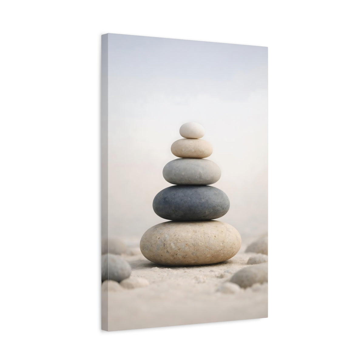 Nature Stacked Stones Neutral Stone Stack - Canvas Wall Art Print