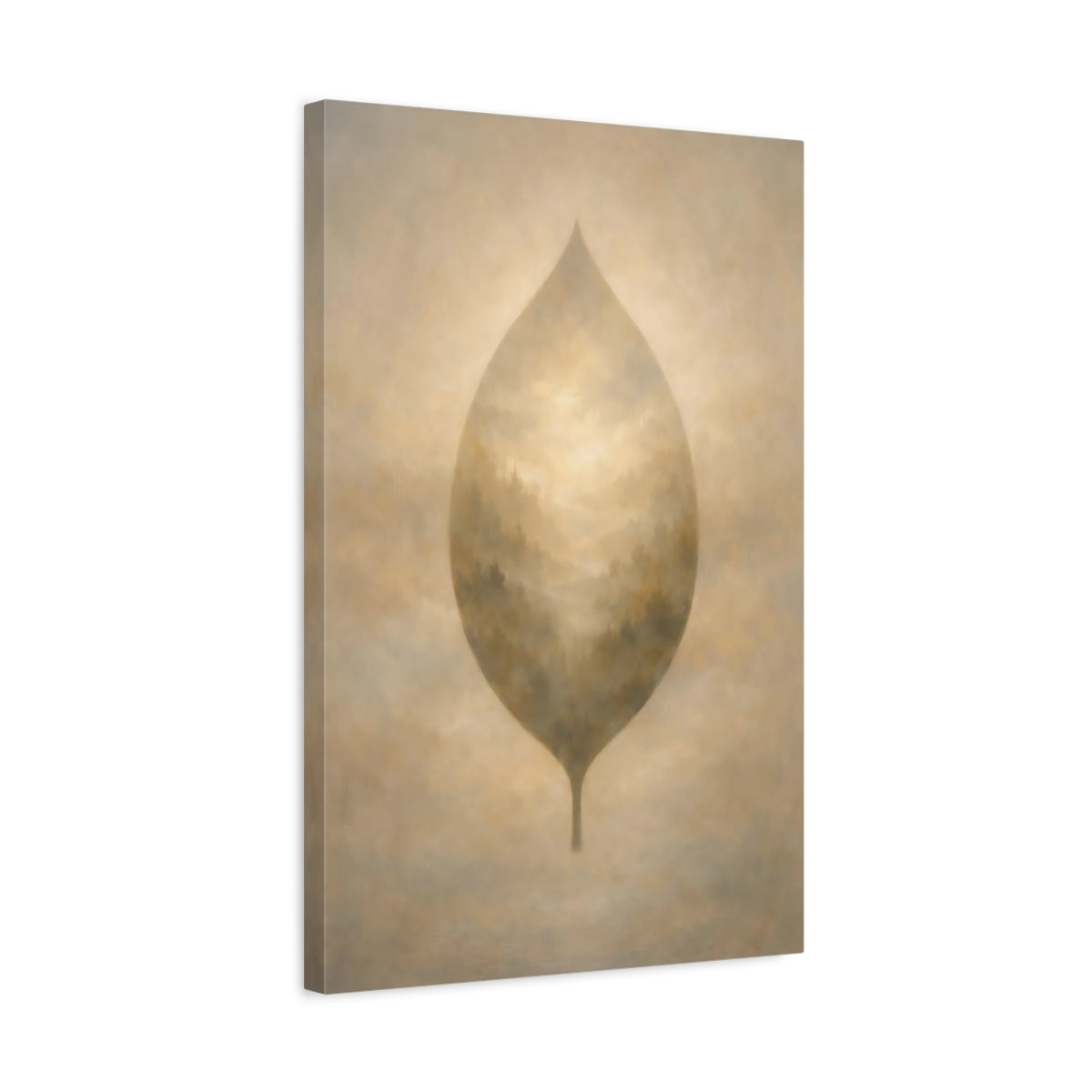 Side Mockup 3. Nature Leaf Golden Beige Leaf shown as stretched canvas wall art