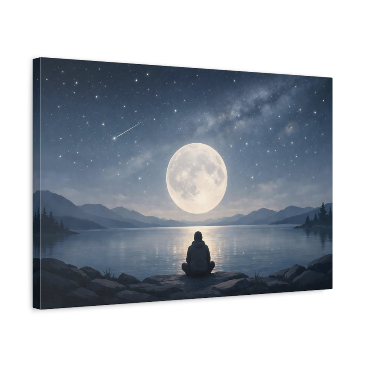 Astronomy Art Meditating Figure Nature - Canvas Wall Art Print