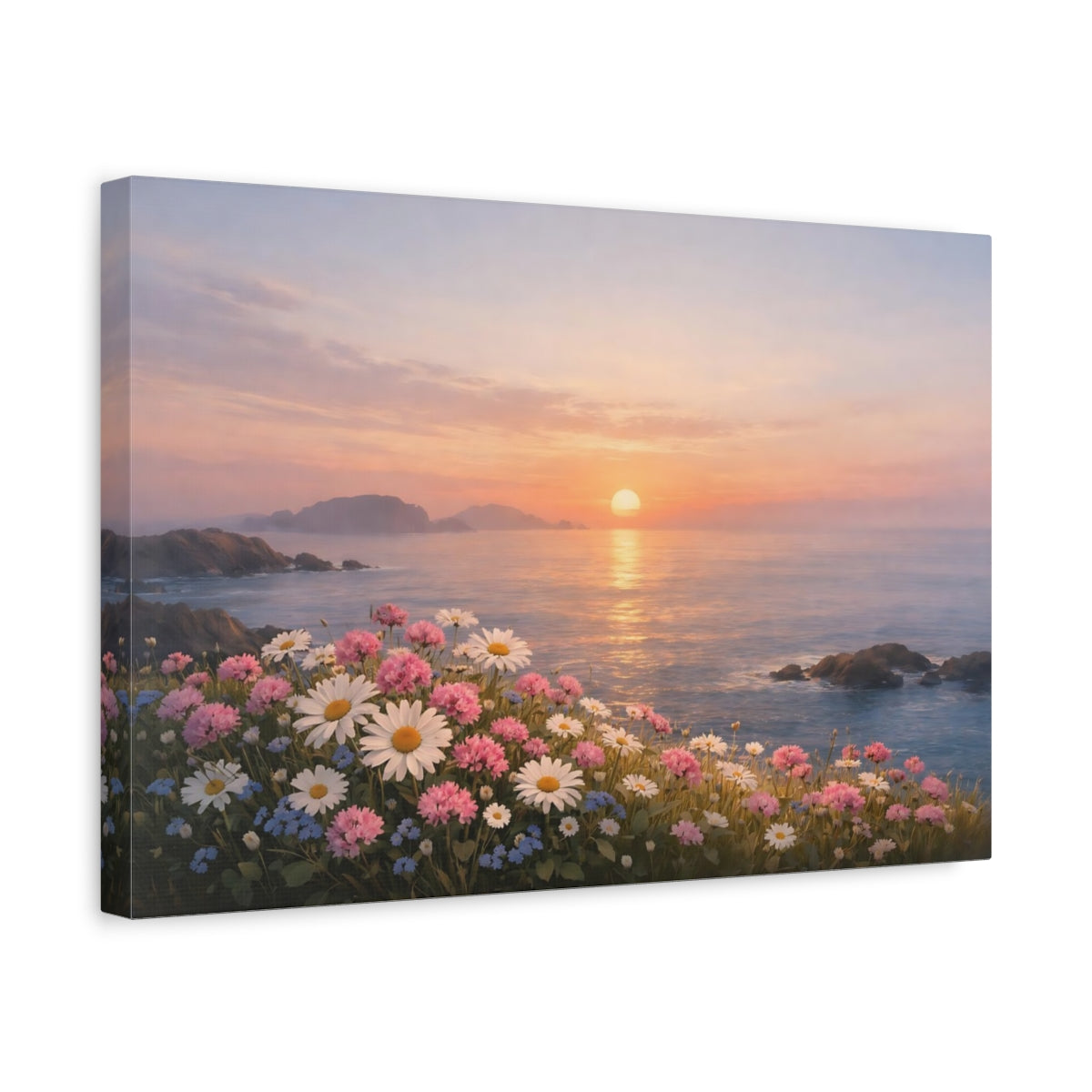 Seascape Flowers Wildflowers Nature - Canvas Wall Art Print
