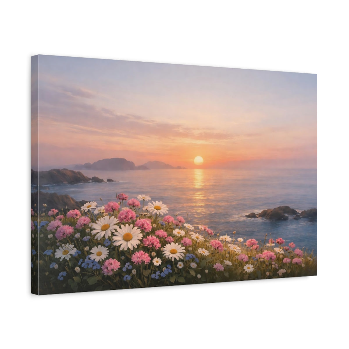 Seascape Flowers Wildflowers Nature - Canvas Wall Art Print