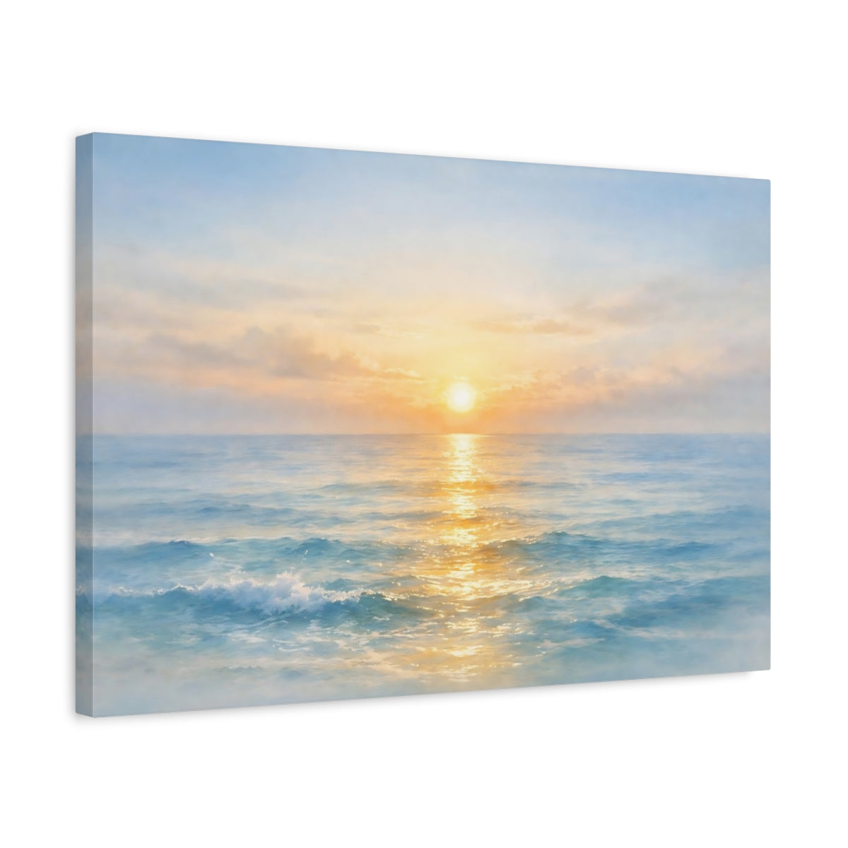 Watercolor Sea Horizon Ocean Sunset Nature - Canvas Wall Art Print