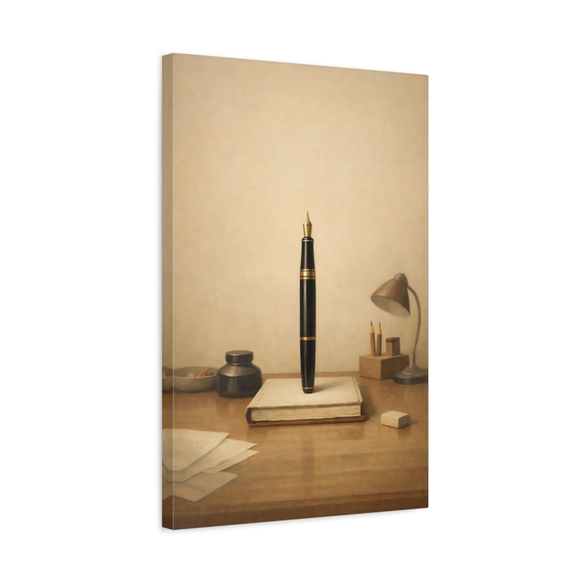 Vintage Fountain Pen Brown - Canvas Wall Art Print