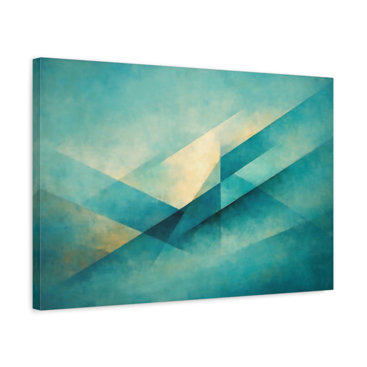 Abstract Geometric Abstraction Teal And Gold - Canvas Wall Art Print
