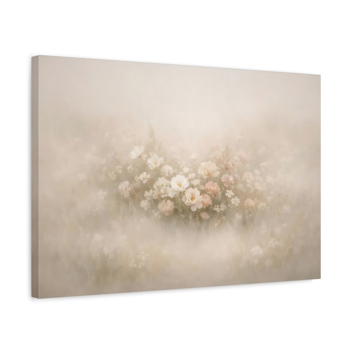 Mist Depth Floral Neutral Wildflowers - Canvas Wall Art Print