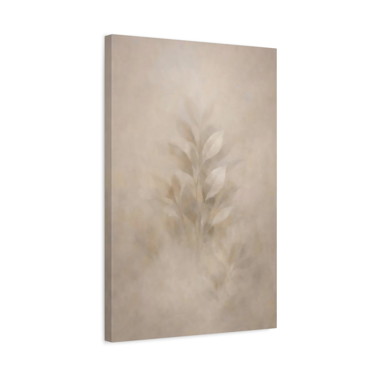 Side Mockup 3. Nature Leaves Muted Leaves shown as stretched canvas wall art