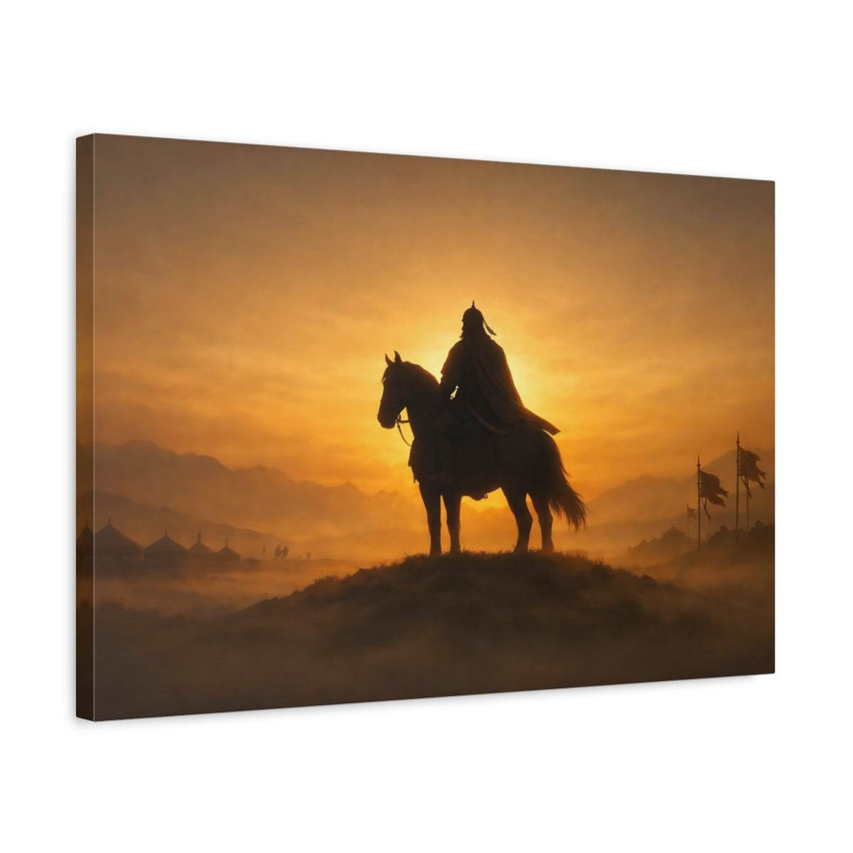 Golden Glow Genghis Khan Warrior Vintage - Canvas Wall Art Print