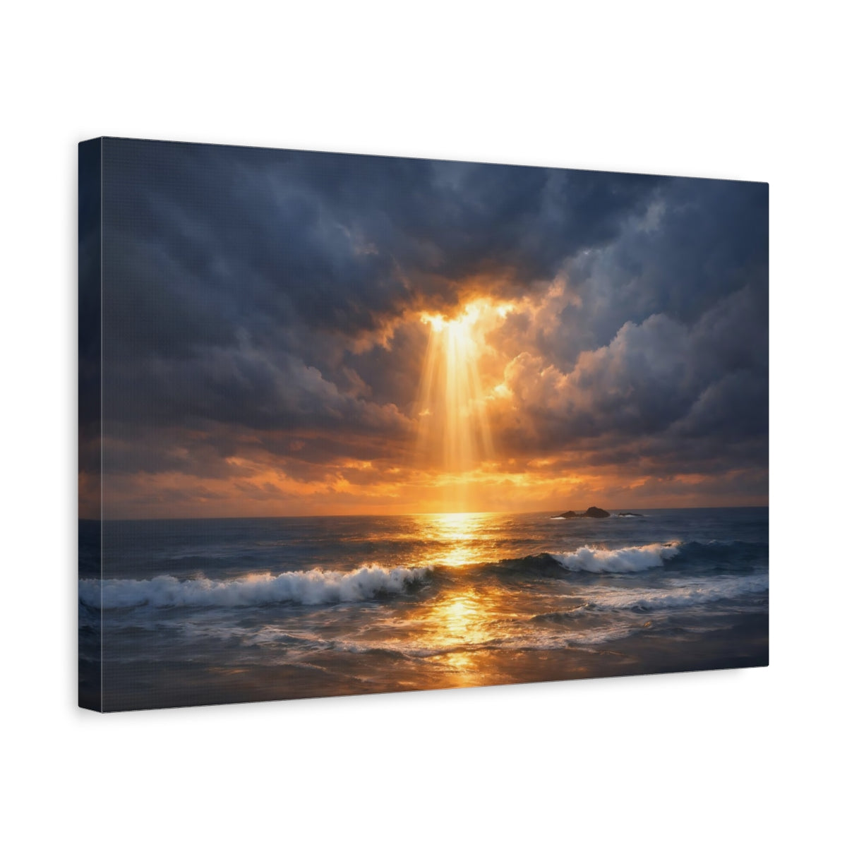 Seascape Dramatic Sky Ocean Sunset Nature - Canvas Wall Art Print