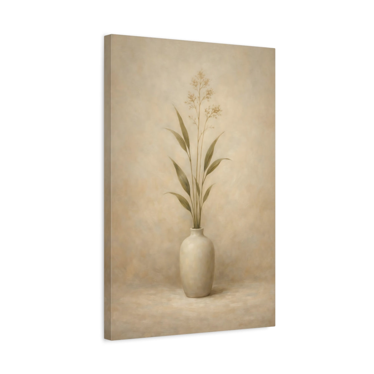 Side Mockup 3. Nature Botanical Art Neutral Botanical shown as stretched canvas wall art